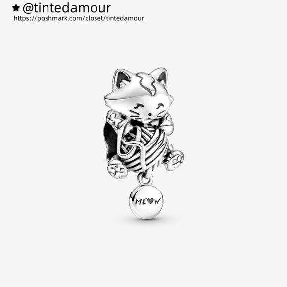 Pandora Kitten & Yarn Ball Charm|Pendant - Picture 1 of 2